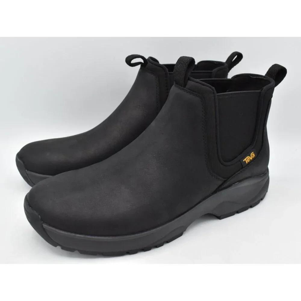 Teva‎ Mens Size 9 Tusayan Black leather Pull On Water Resistant Chelsea Boots